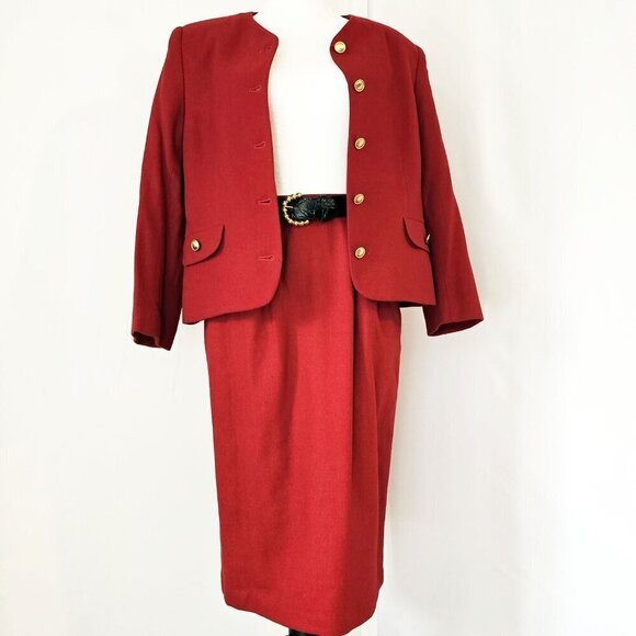 Red Vintage Haberdashery Two Piece Suit - Picture 6 of 7